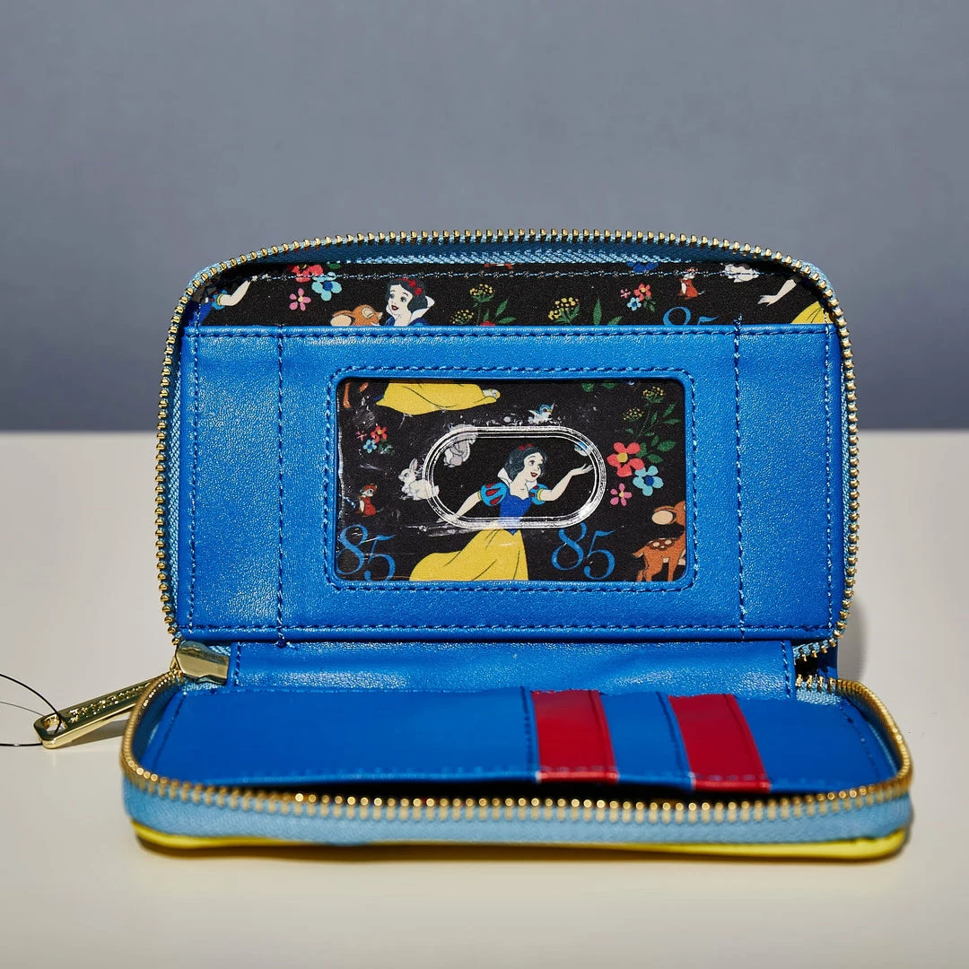 New π€© LoungeFly Disney Snow White Cosplay Bow Zip Around Wallet 𧨠3 LoungeFly Disney Snow White Cosplay Bow Zip Around Wallet