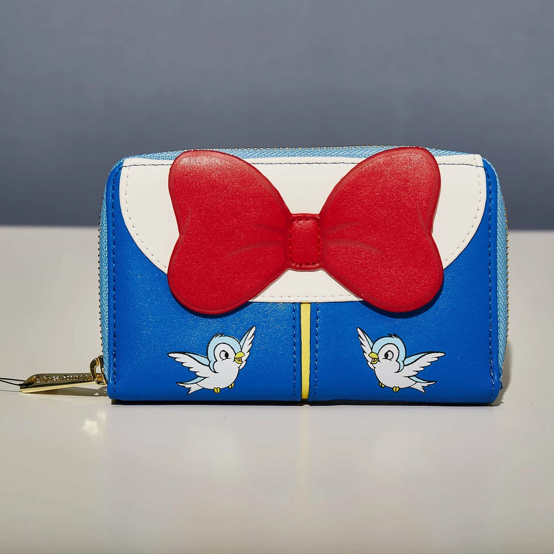New π€© LoungeFly Disney Snow White Cosplay Bow Zip Around Wallet 𧨠1 LoungeFly Disney Snow White Cosplay Bow Zip Around Wallet