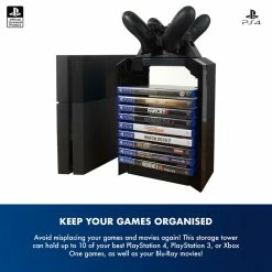 Official Sony PlayStation 4 PS4 Games Storage Tower + Dual Charger