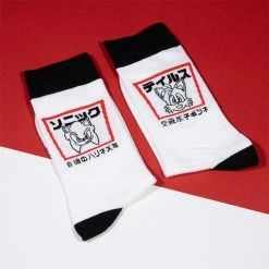 Apparel Official Modern Sonic The Hedgehog Japanese Style White And Black Socks (One Size)