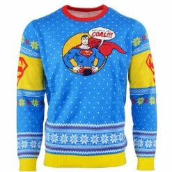 DC Christmas Jumper Official Superman 'Bad Guys Get Coal' Christmas Jumper / Ugly Sweater
