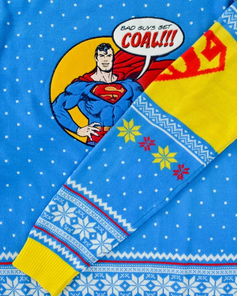 Best Pirce π DC Christmas Jumper Official Superman 'Bad Guys Get Coal' π Christmas Jumper / Ugly Sweater β 4 DC Christmas Jumper Official Superman 'Bad Guys Get Coal' Christmas Jumper / Ugly Sweater