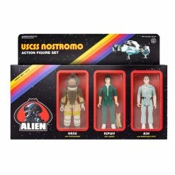 Horror Official Alien Super7 ReAction Figures 3 Pack Ash, Ripley With Jonesy And Kane With Facehugger
